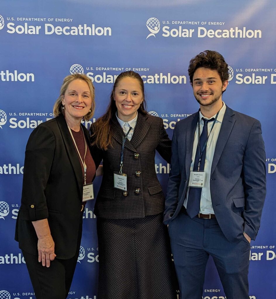 U Mass Lowell students and GBI CEO Vicki Worden at the Solar Decathlon