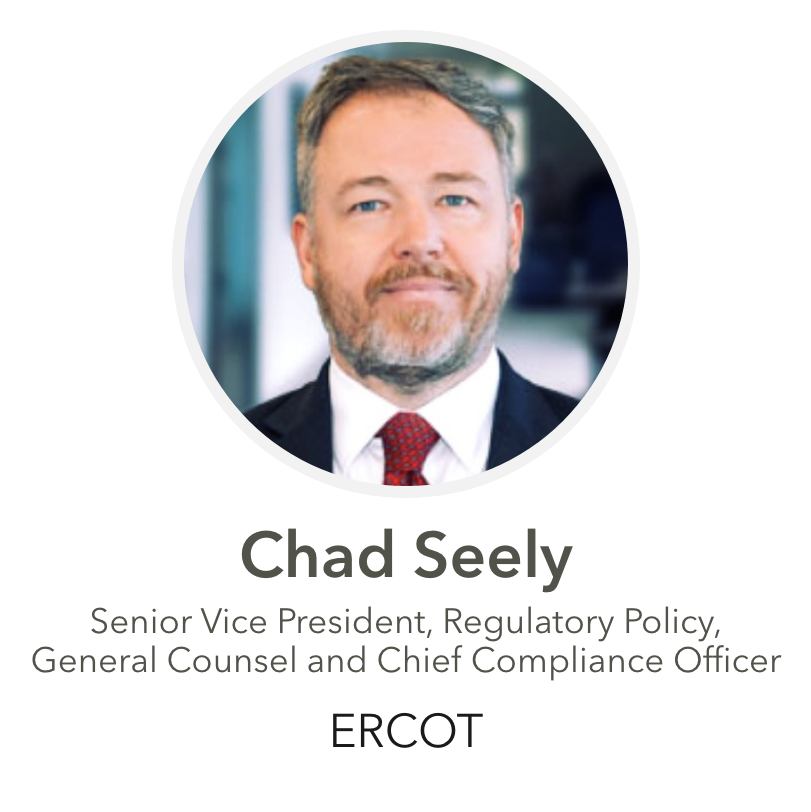 Chad Seely " Senior Vice President, Regulatory Policy, General Counsel and Chief Compliance Officer" The Electric Reliability Council of Texas (ERCOT)